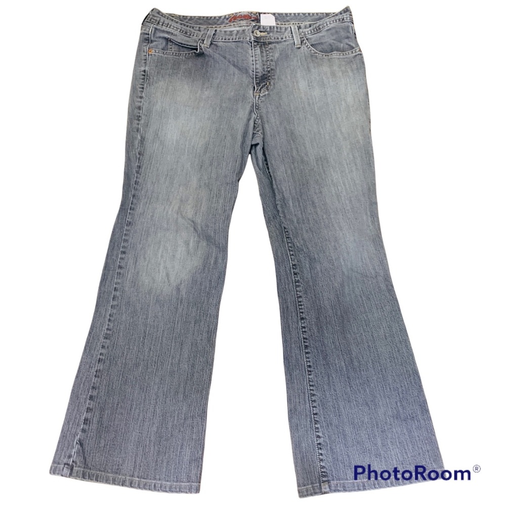 EDDIE BAUER Classic Fit Denim Jeans Boot Cut 14 Short Gray Wash